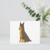 Doberman Pinscher Sitting Cartoon Postkarte (Stehend Vorderseite)