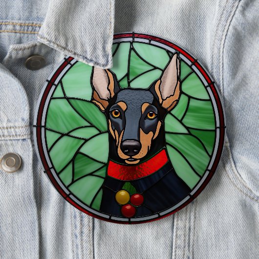 Doberman Pinscher Stached Glass Christmas Button (Beispiel)