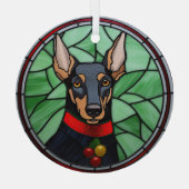 Doberman Pinscher Stached Glass Christmas Ornament Aus Glas (Rückseite)