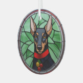 Doberman Pinscher Stached Glass Christmas Ornament Aus Glas (Vorderseite links)