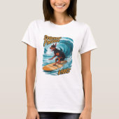 Doberman Pinscher Surfer Riding Tropical Wave T-Shirt (Vorderseite)
