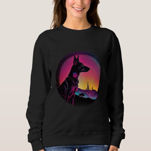 Doberman Pinscher Synthwave 80s Retrowave Aestheti Sweatshirt (Vorderseite)