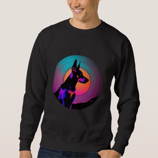 Doberman Pinscher Synthwave 80s Retrowave Aestheti Sweatshirt (Vorderseite)