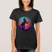 Doberman Pinscher Synthwave 80s Retrowave Aestheti T-Shirt (Vorderseite)