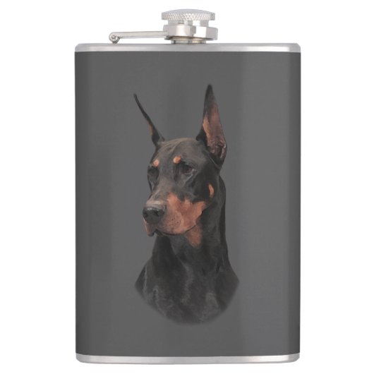 Doberman Pinscher Tasse Flachmann (Vorderseite)
