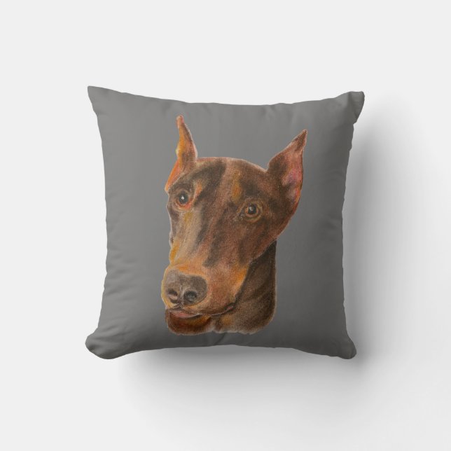 Doberman Pinscher Throw Pillow Kissen (Vorderseite)