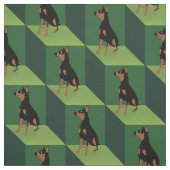 Doberman Pinscher über grüne Cubes Stoff (Muster)