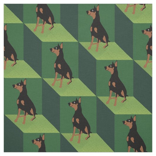 Doberman Pinscher über grüne Cubes Stoff (Muster)