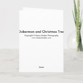 Doberman Pinscher und Weihnachtsbaum Feiertagskarte (Rückseite)