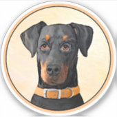 Doberman Pinscher Unzugeschnittene Malerei Origina Aufkleber (Vorderseite)