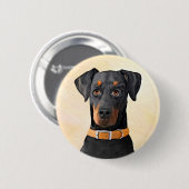 Doberman Pinscher Unzugeschnittene Malerei Origina Button (Vorne & Hinten)