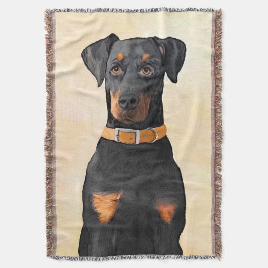 Doberman Pinscher Unzugeschnittene Malerei Origina Decke (Vorderseite Vertikal)