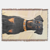 Doberman Pinscher Unzugeschnittene Malerei Origina Decke (Vorderseite)