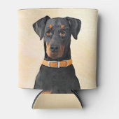 Doberman Pinscher Unzugeschnittene Malerei Origina Dosenkühler (Vorderseite)