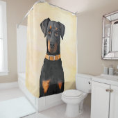 Doberman Pinscher Unzugeschnittene Malerei Origina Duschvorhang (Beispiel)