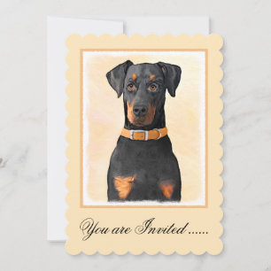 Doberman Pinscher Unzugeschnittene Malerei Origina Einladung