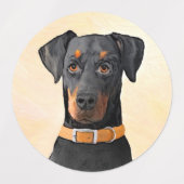 Doberman Pinscher Unzugeschnittene Malerei Origina Etiketten (Design 2)