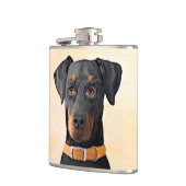Doberman Pinscher Unzugeschnittene Malerei Origina Flachmann (Links)