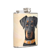 Doberman Pinscher Unzugeschnittene Malerei Origina Flachmann (Rechts)