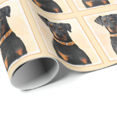 Doberman Pinscher Unzugeschnittene Malerei Origina Geschenkpapier (Rolleneckpunkt)