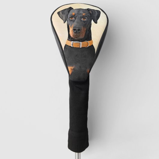 Doberman Pinscher Unzugeschnittene Malerei Origina Golf Headcover (Vorderseite)