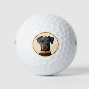 Doberman Pinscher Unzugeschnittene Malerei Origina Golfball