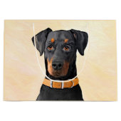 Doberman Pinscher Unzugeschnittene Malerei Origina Große Geschenktüte (Vorderseite)