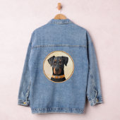 Doberman Pinscher Unzugeschnittene Malerei Origina Jeansjacke (Hangar)
