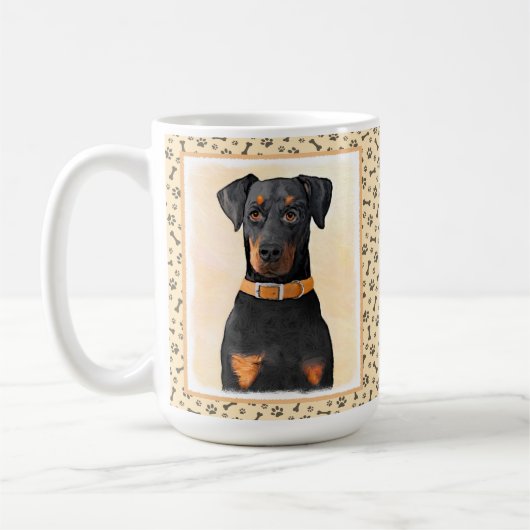 Doberman Pinscher Unzugeschnittene Malerei Origina Kaffeetasse (Links)