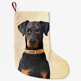 Doberman Pinscher Unzugeschnittene Malerei Origina Kleiner Weihnachtsstrumpf