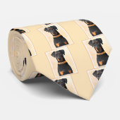 Doberman Pinscher Unzugeschnittene Malerei Origina Krawatte (Gerollt)