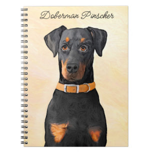 Doberman Pinscher Unzugeschnittene Malerei Origina Notizblock