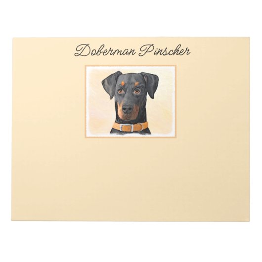 Doberman Pinscher Unzugeschnittene Malerei Origina Notizblock (Vorderseite)