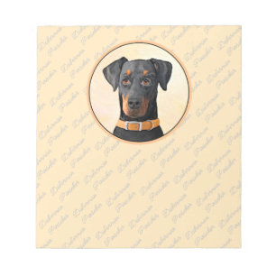 Doberman Pinscher Unzugeschnittene Malerei Origina Notizblock