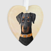 Doberman Pinscher Unzugeschnittene Malerei Origina Ornament (Vorderseite)