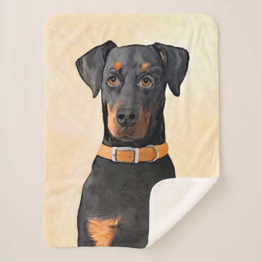 Doberman Pinscher Unzugeschnittene Malerei Origina Sherpadecke (Vorderseite)