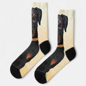 Doberman Pinscher Unzugeschnittene Malerei Origina Socken (Linkes Detail)