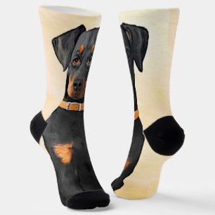 Doberman Pinscher Unzugeschnittene Malerei Origina Socken