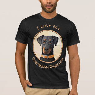Doberman Pinscher Unzugeschnittene Malerei Origina T-Shirt