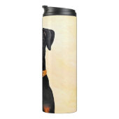 Doberman Pinscher Unzugeschnittene Malerei Origina Thermosbecher (Nach rechts gedreht)