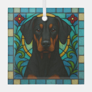Doberman Pinscher Unzugeschnittener Hund "Festglas Ornament Aus Glas