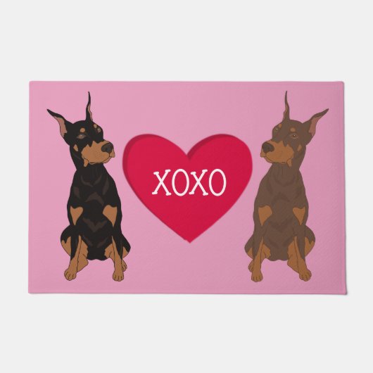Doberman Pinscher Valentinstag Fußmatte (Vorderseite)