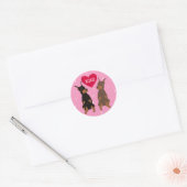Doberman Pinscher Valentinstag Runder Aufkleber (Umschlag)