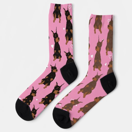 Doberman Pinscher Valentinstag Socken (Linkes Detail)