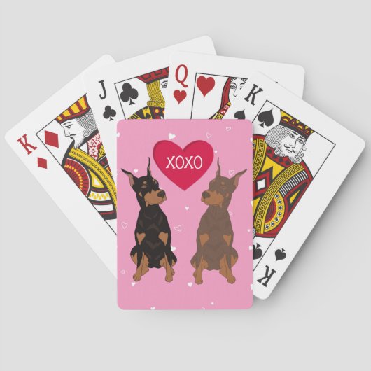 Doberman Pinscher Valentinstag Spielkarten (Rückseite)
