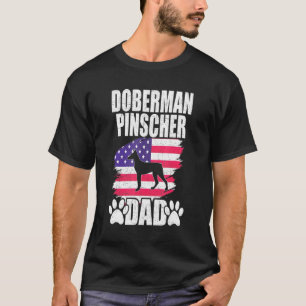 Doberman Pinscher Vater Dog American Us Flag T-Shirt