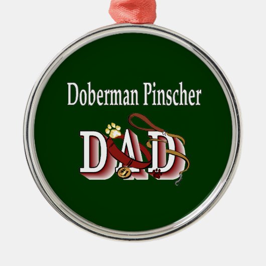 Doberman Pinscher Vater Silbernes Ornament (Vorne)