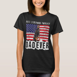 Doberman Pinscher Vater Usa American Flag Downer T-Shirt