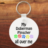 Doberman Pinscher Walks Design Schlüsselanhänger (Vorderseite)