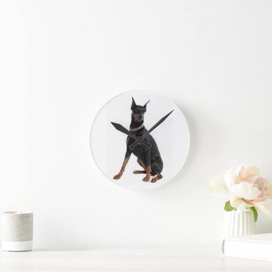 "DOBERMAN PINSCHER" WALL CLOCK RUNDE WANDUHR (Zuhause)